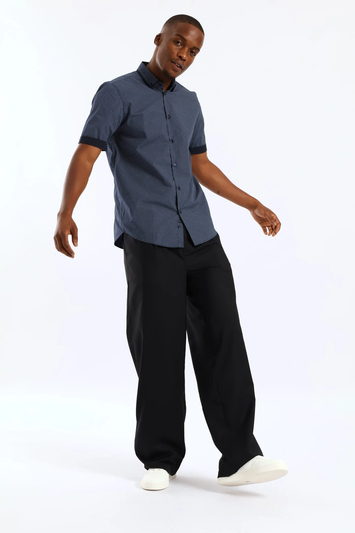 Slim Contrast Detail Spot Print Shirt - Navy sold by Edgars product image thumbnail 5