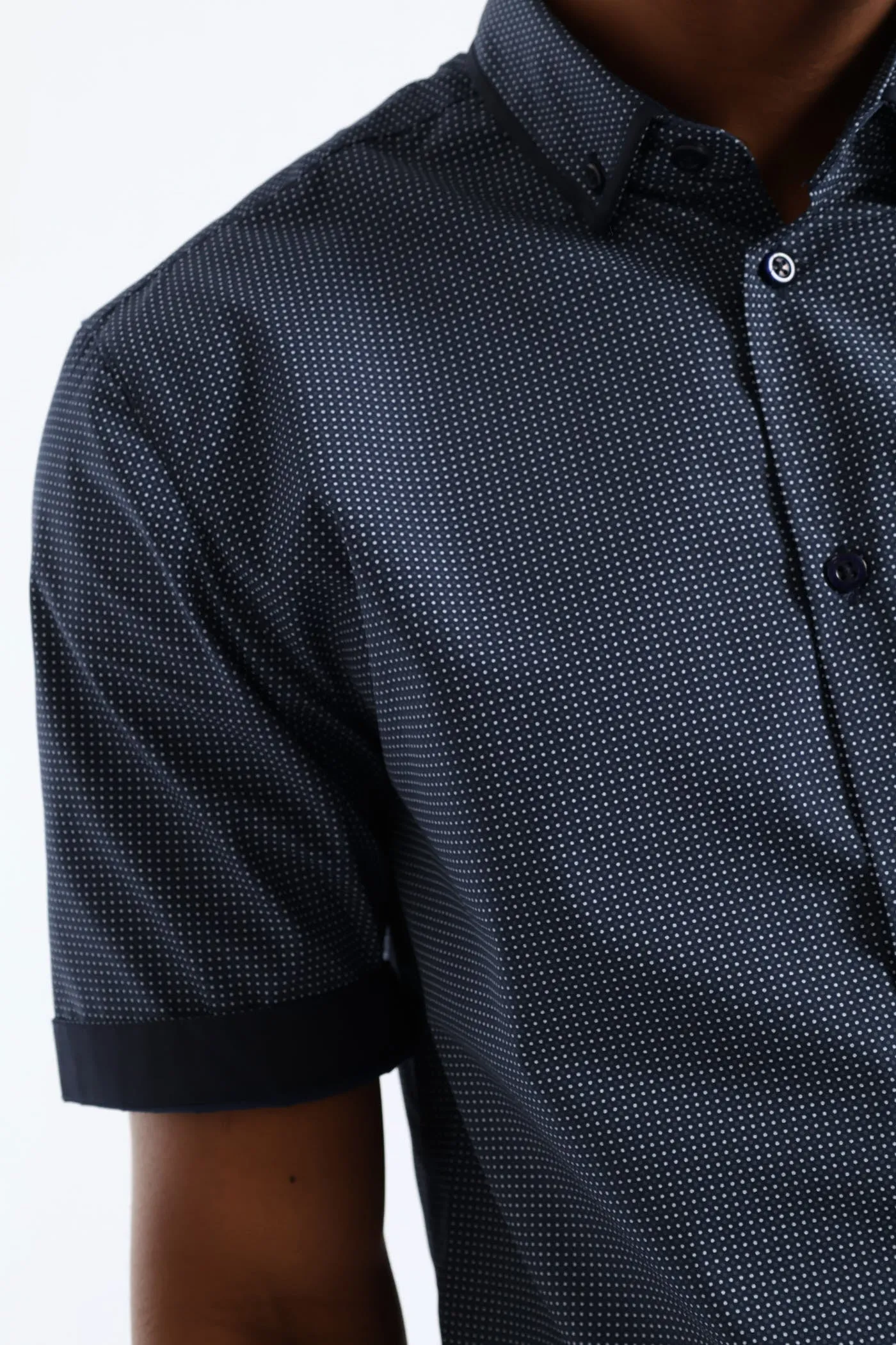 Slim Contrast Detail Spot Print Shirt - Navy sold by Edgars product image thumbnail 2