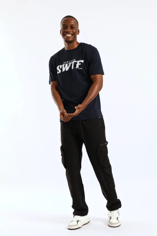 Swtf Basic Print Tee - Navy sold by Edgars