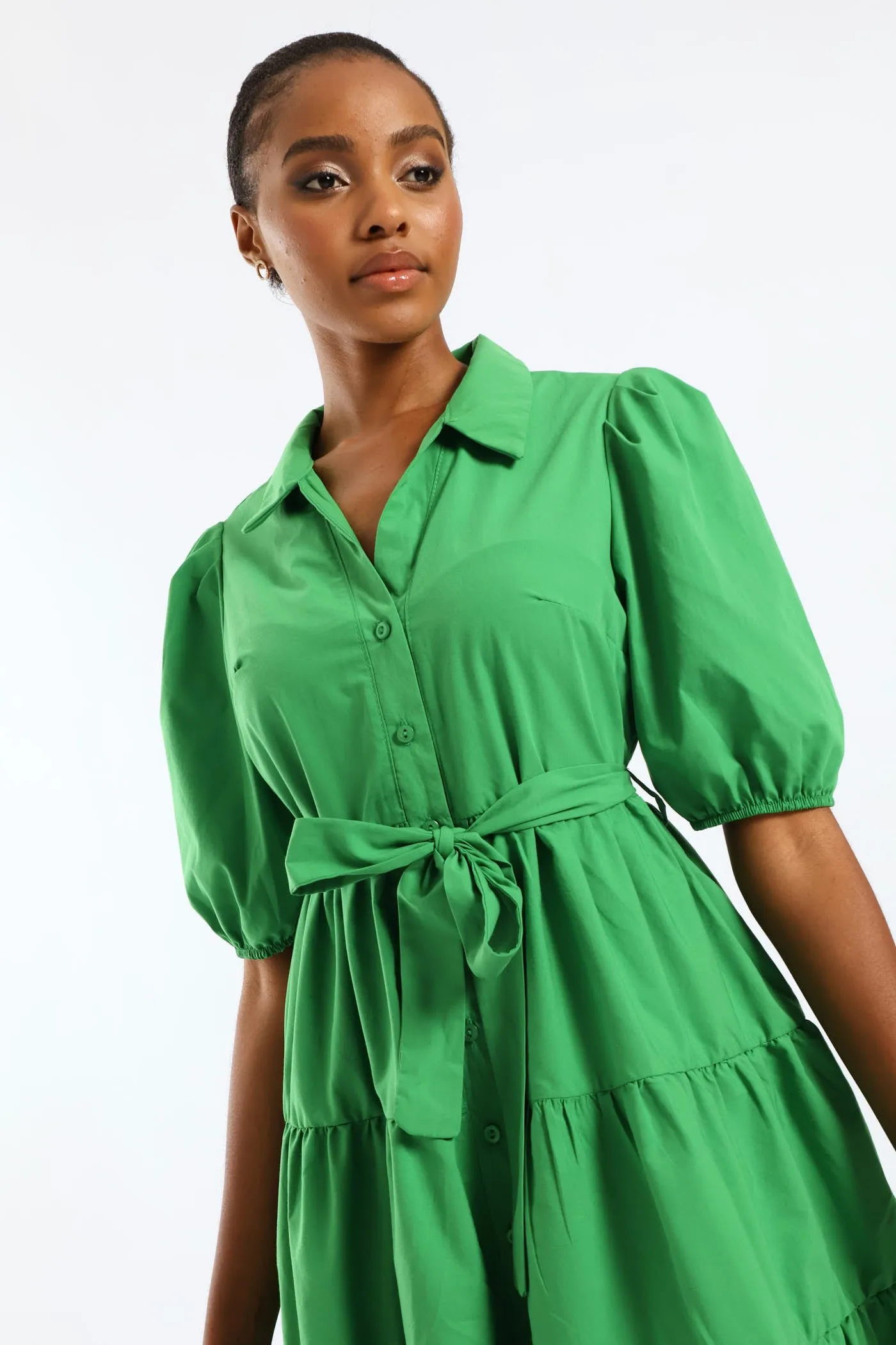 Collared Belted Tiered Shirt Dress - Emerald sold by Edgars product image thumbnail 2