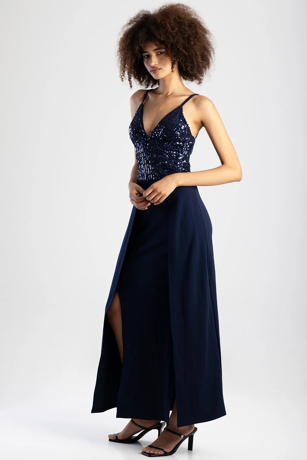 V-Neck Slit Detail Maxi Dress - Navy sold by Edgars product image thumbnail 4