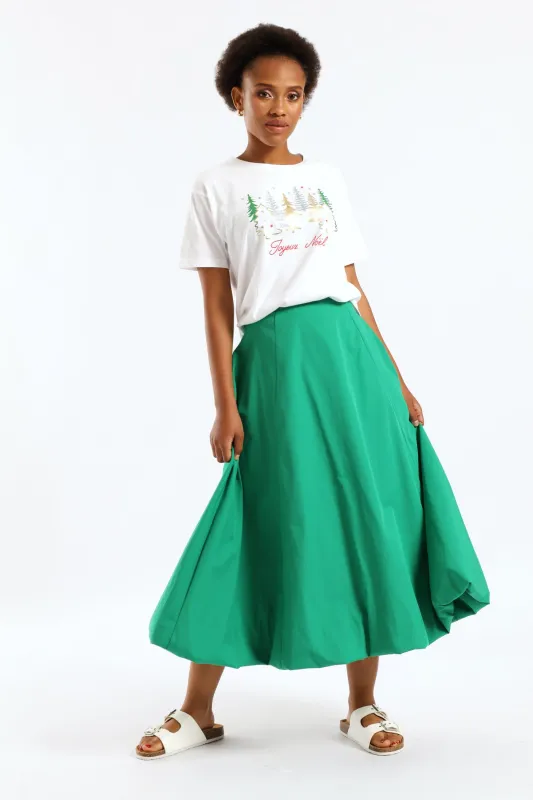 Panelled Bubble Midi Skirt - Emerald made by Edgars
