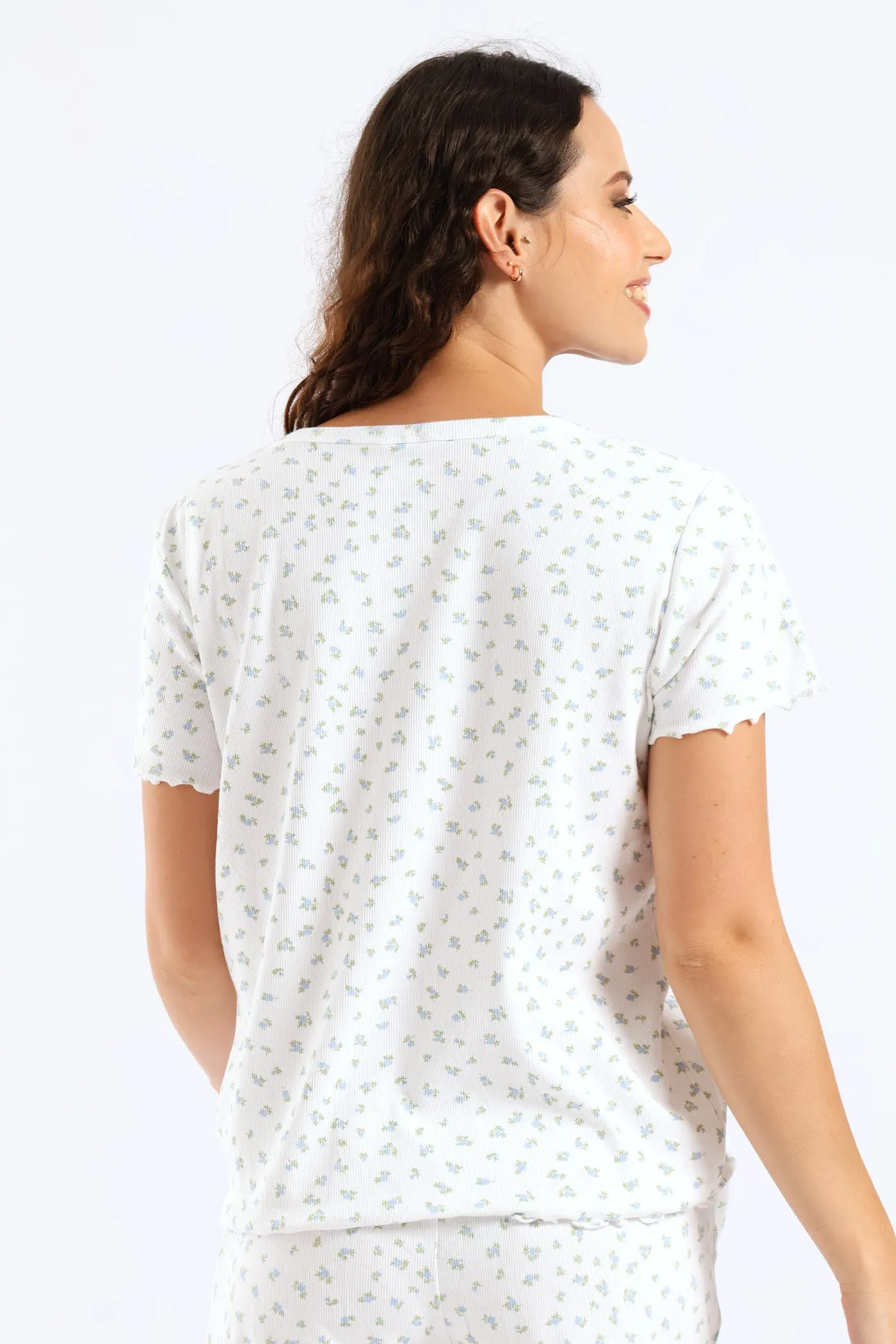 Ditsy Rib Knit Tee - White sold by Edgars product image thumbnail 5