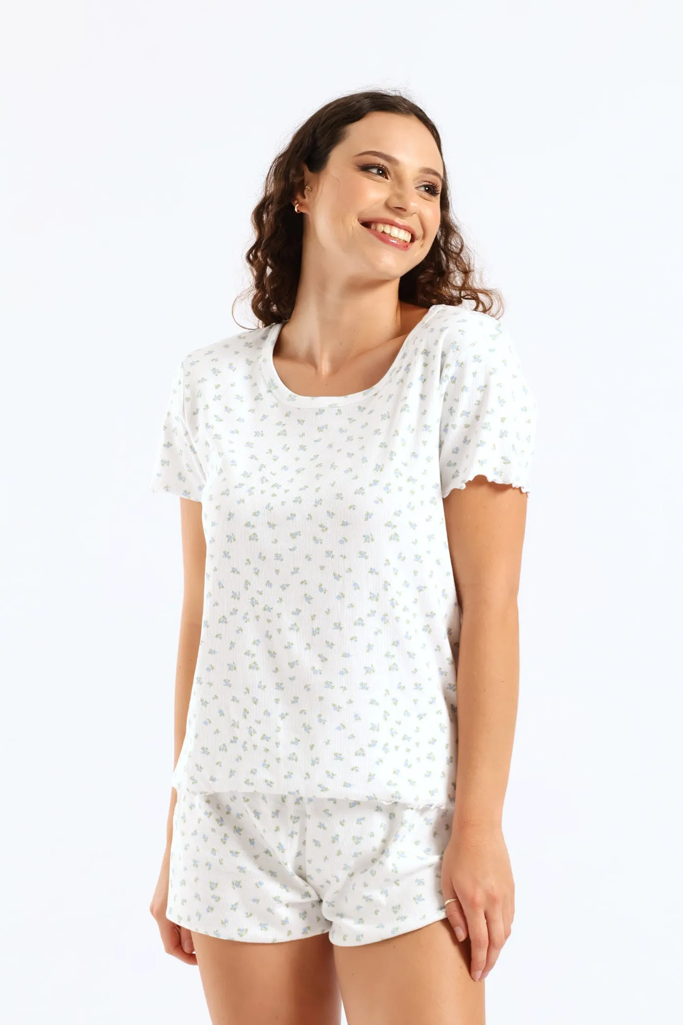 Ditsy Rib Knit Tee - White sold by Edgars product image thumbnail 3