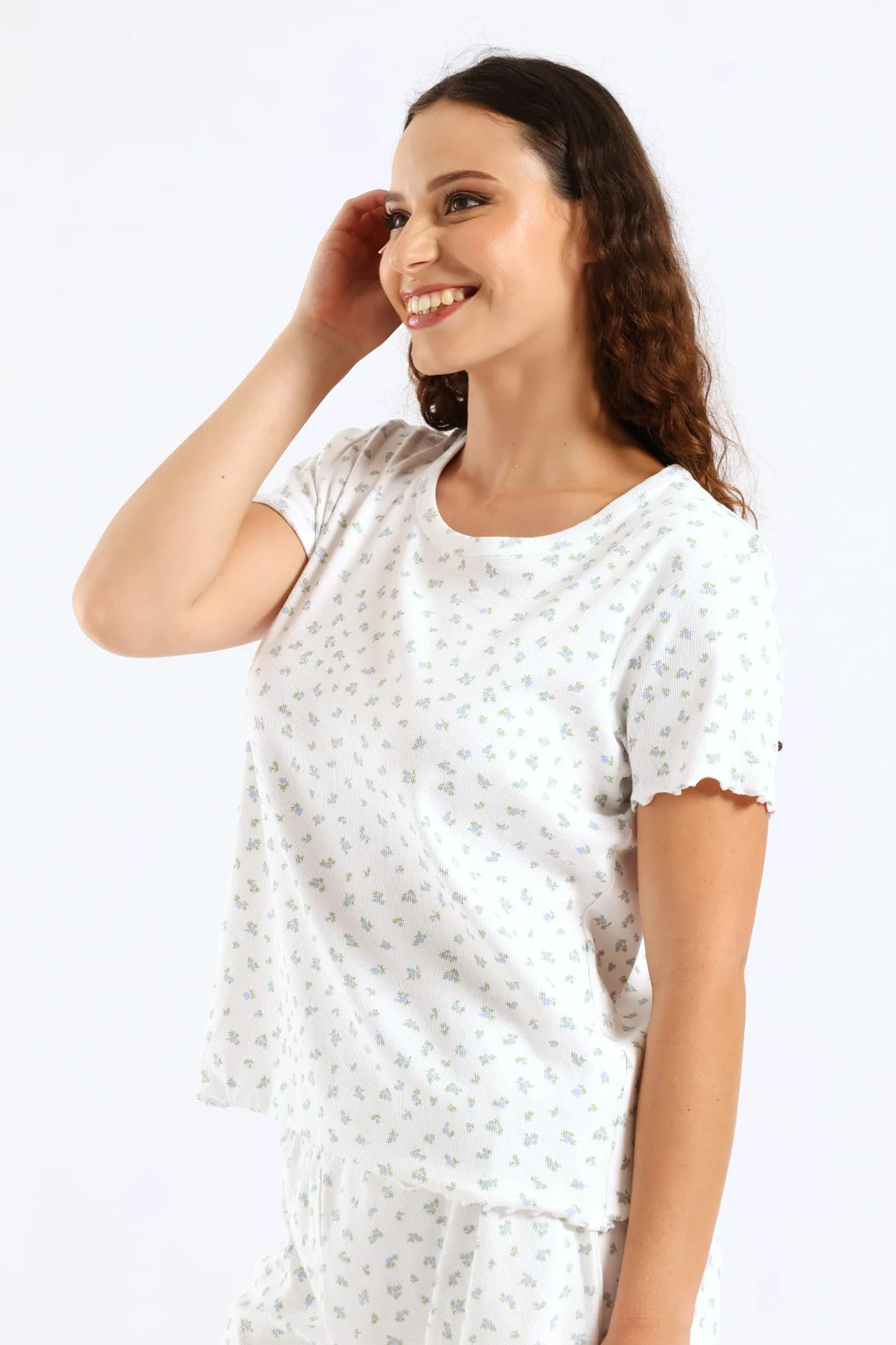 Ditsy Rib Knit Tee - White sold by Edgars product image thumbnail 4