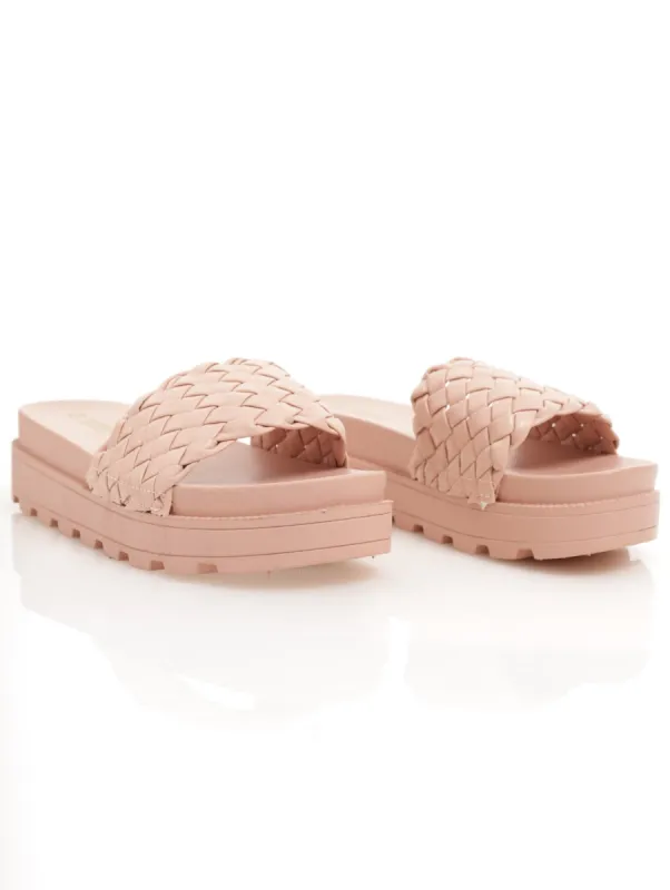 Ladies Weave Look Cleated Platform Mule Sandal - Blush sold by Edgars
