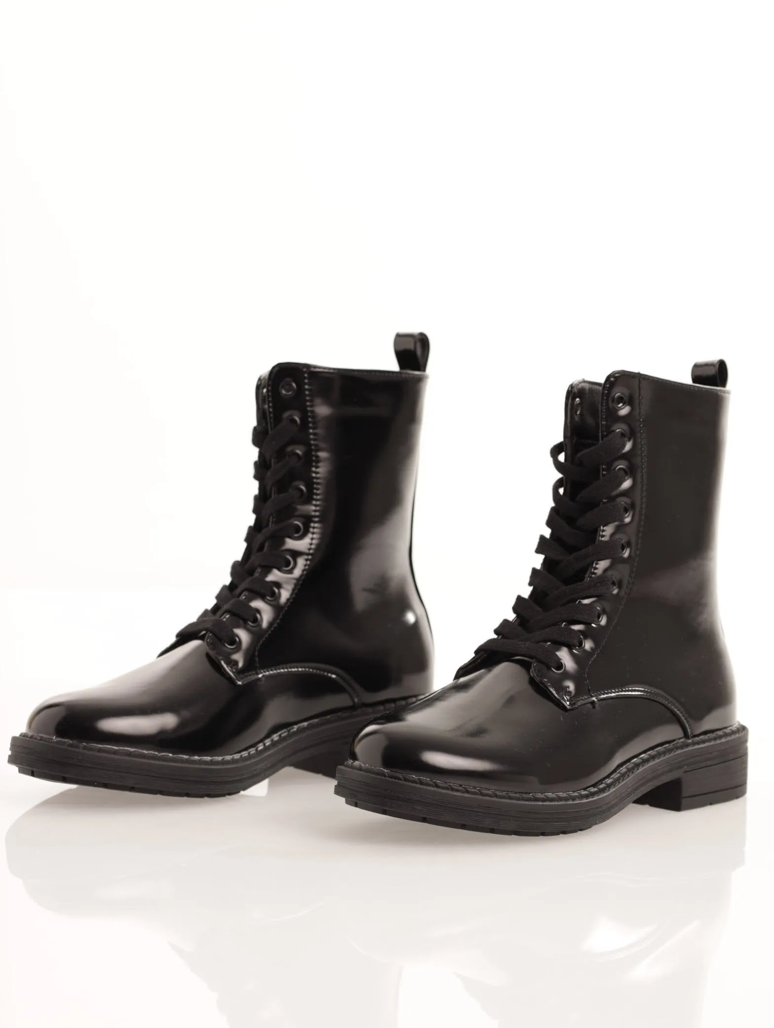 Ladies Plain Lace-Up Boot On Cleated Sole - Black sold by Edgars
