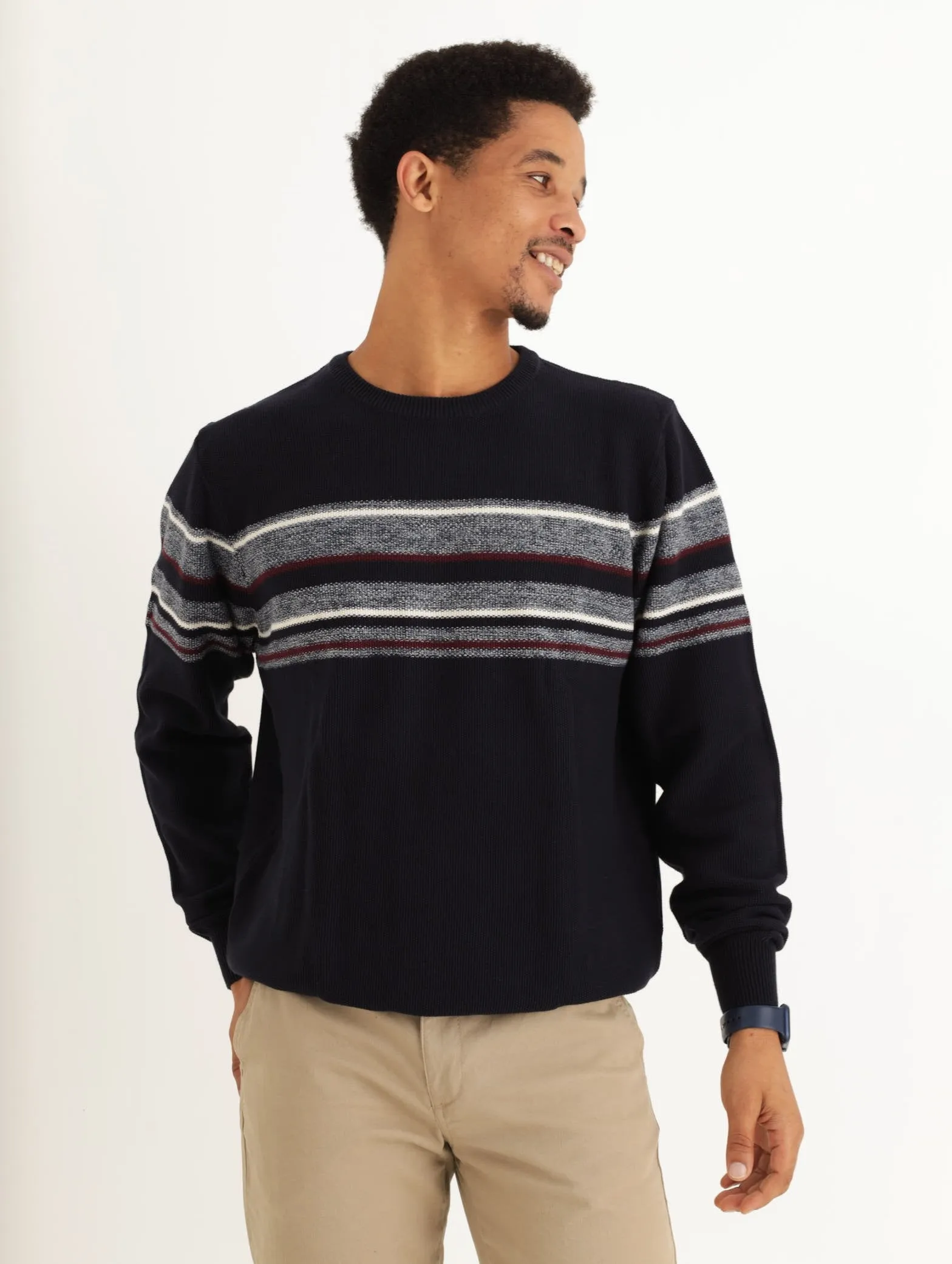Men's Chest Stripe Crew sold by Edgars