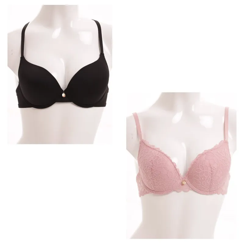 Ladies 2 Pack T-Shirt Lace And Microfibre Bra - Two-tone sold by Edgars