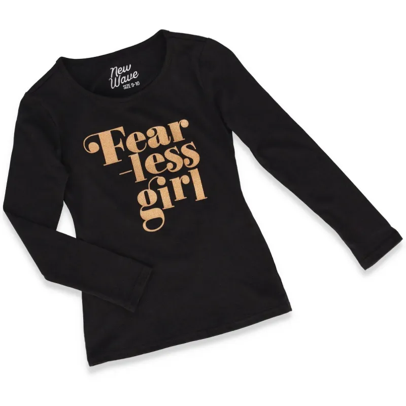 Girls Long Sleeve Print Tee - Black sold by Edgars