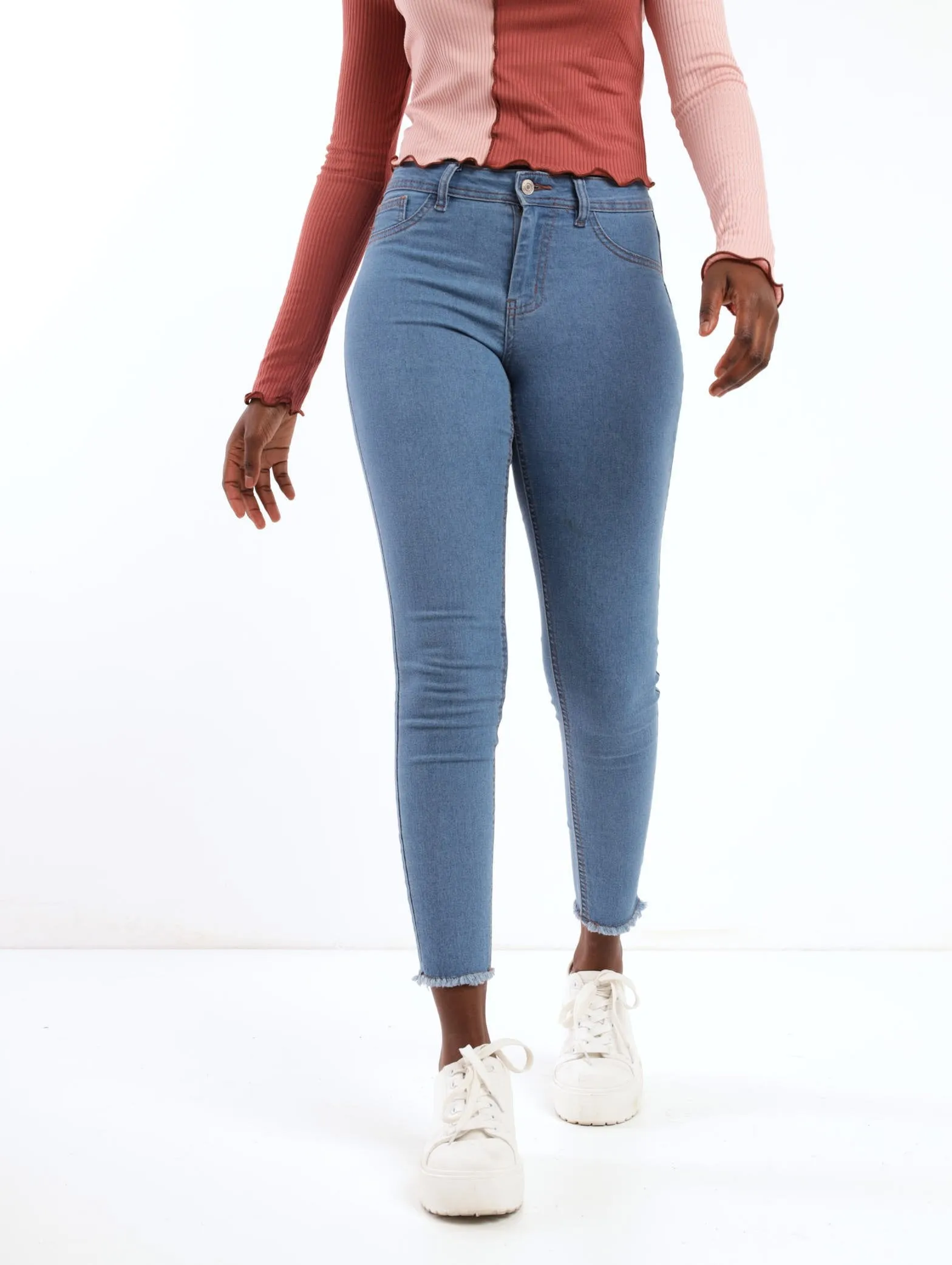 Ladies Light Wash Ankle Grazer Skinny Denim Jean sold by Edgars