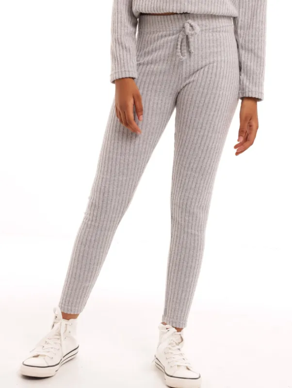 Girls Ribbed Pant - Grey Melange sold by Edgars