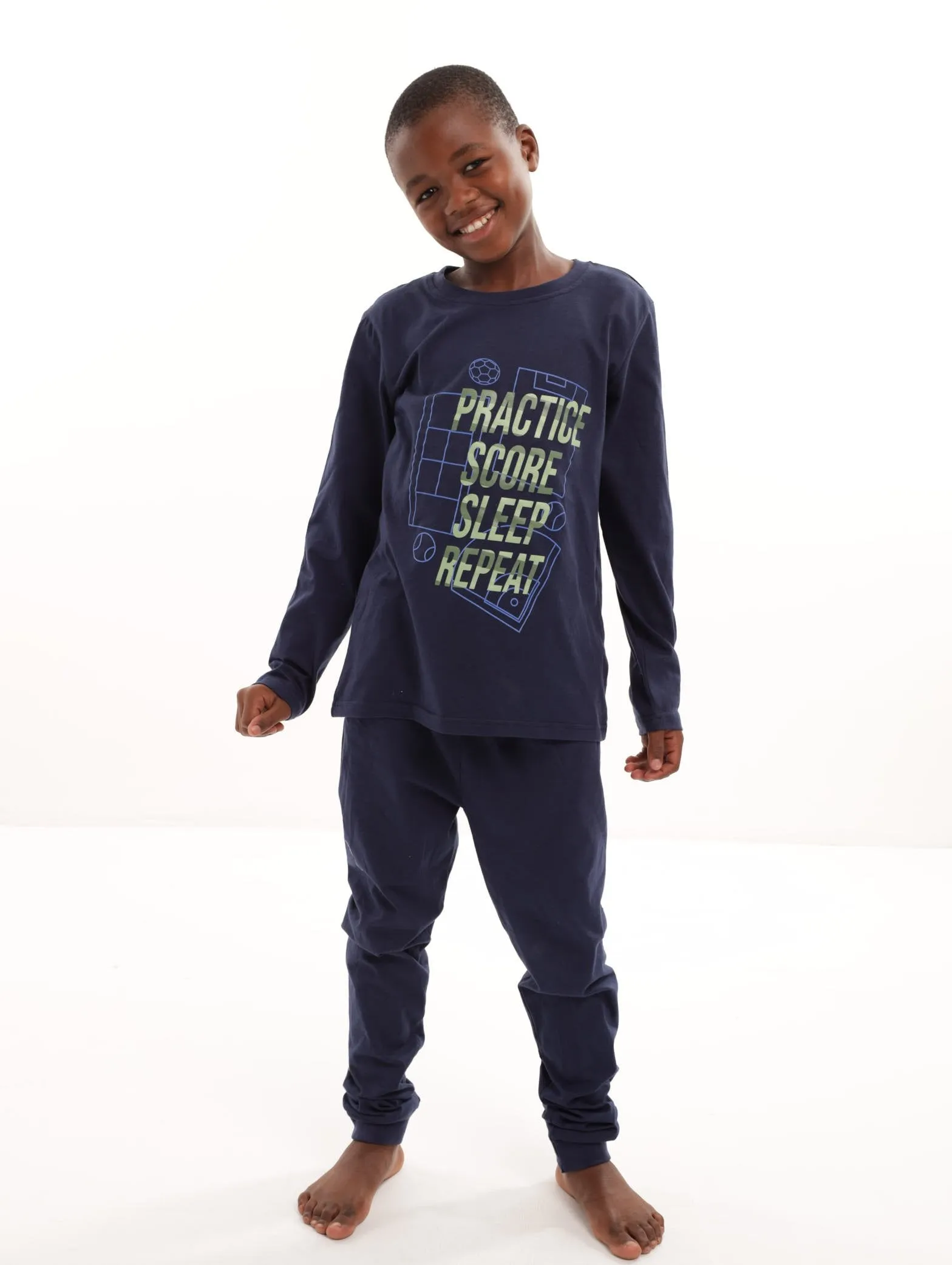 Boys Soccer Slogan Sleepset - Navy sold by Edgars