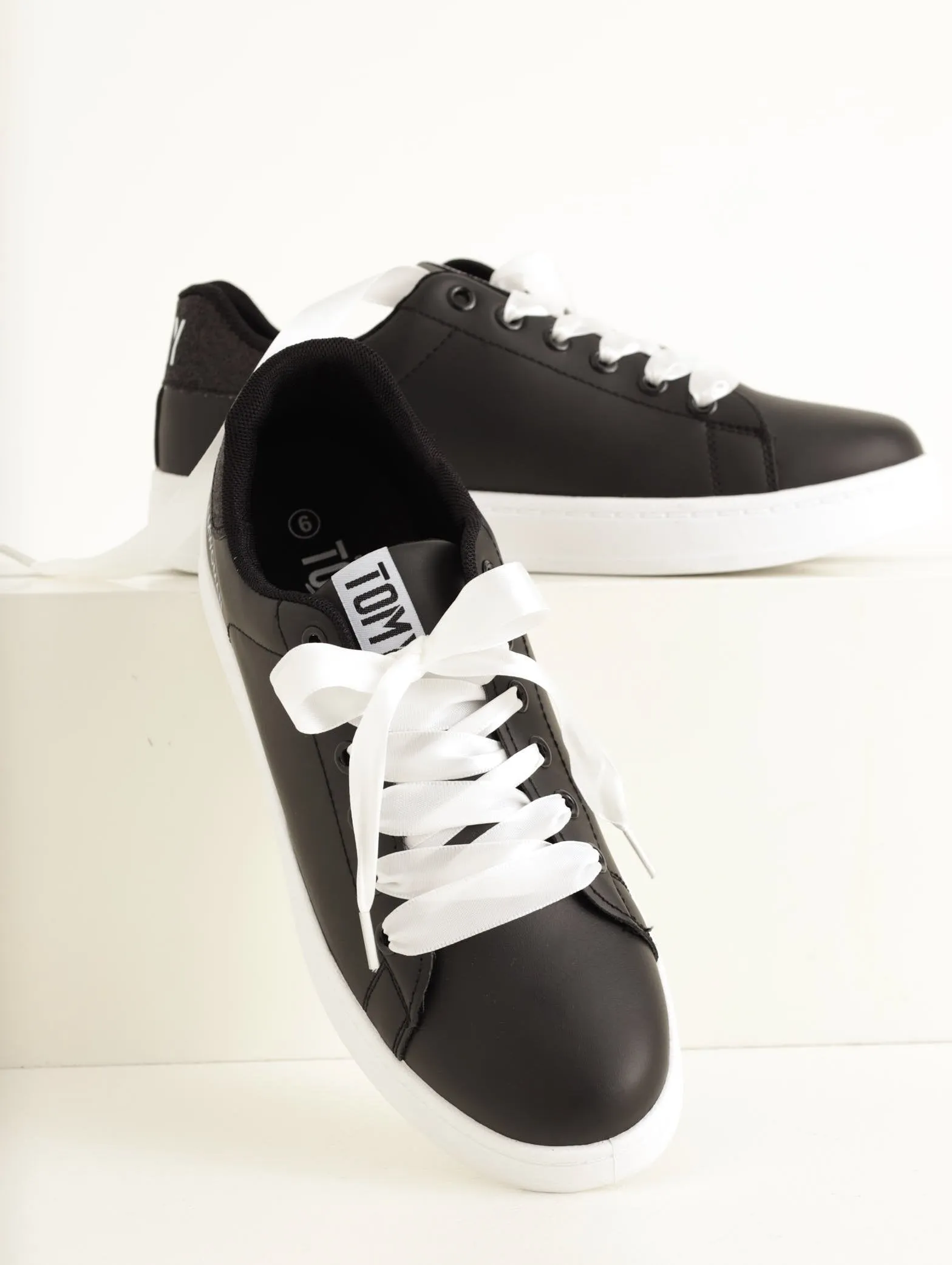 Ladies Glitz PU Lace-Up Sneaker - Black sold by Edgars