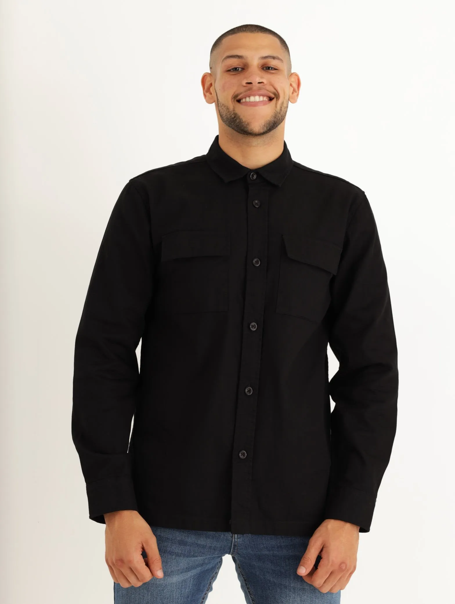 Men's Long Sleeve Utility Shirt - Black sold by Edgars