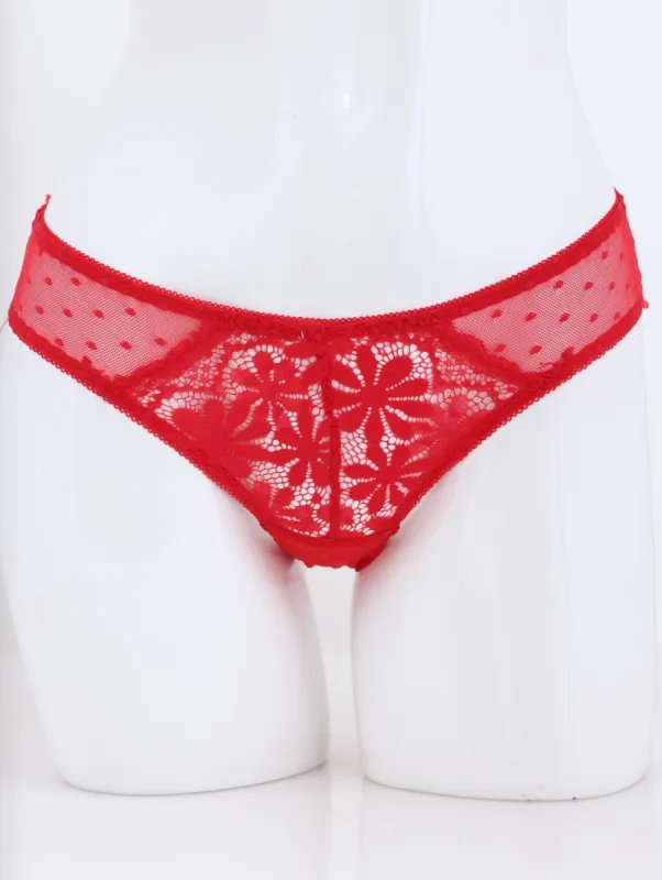 Ladies Leak Lace Strappy Panty - Red sold by Edgars