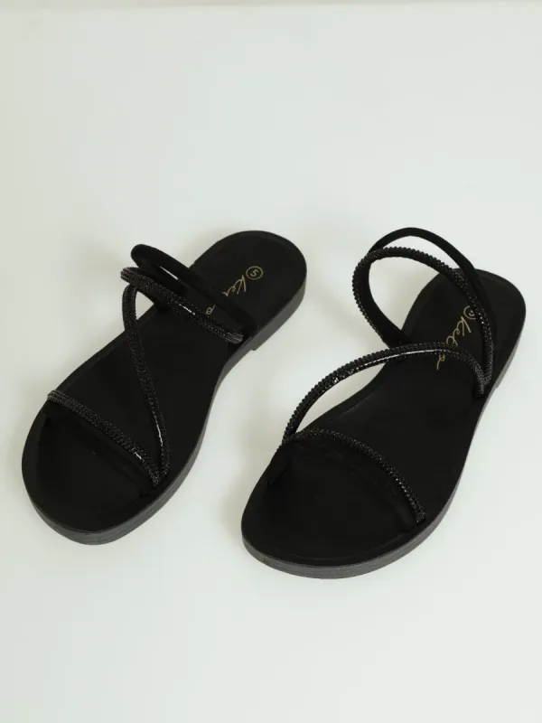 Comfort Outsole Diamante Mule Sandal - Black sold by Edgars