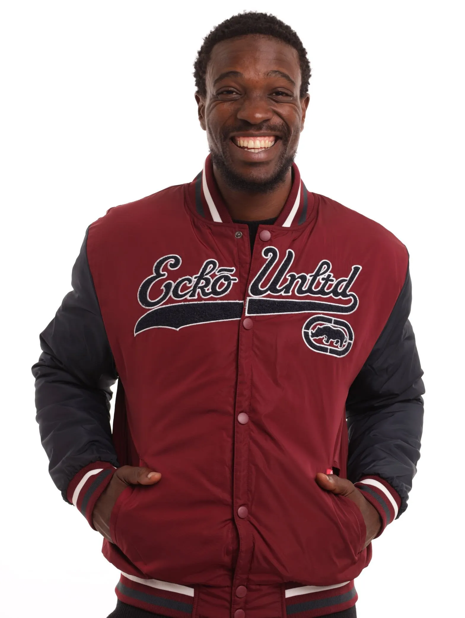 Men's Baseball Jacket - Wine/Navy sold by Edgars