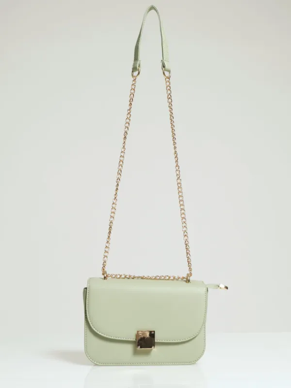 Gold Clasp Satchel - Sage sold by Edgars