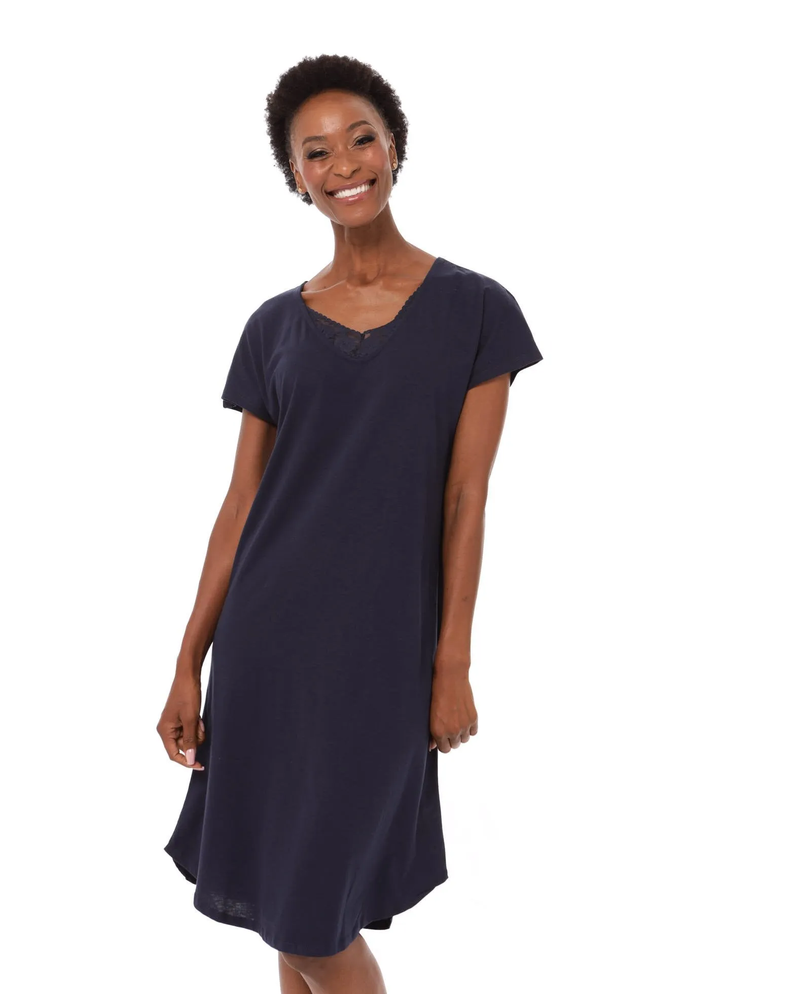Ladies Classic Lace Sleepshirt - Navy sold by Edgars