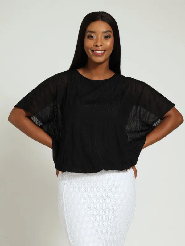 Bubble Hem Twofer Top - Black sold by Edgars