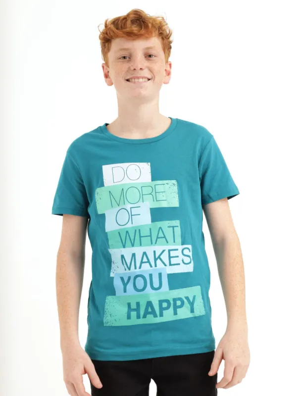 Boys Short Sleeve Happy Tee - Ocean Blue sold by Edgars