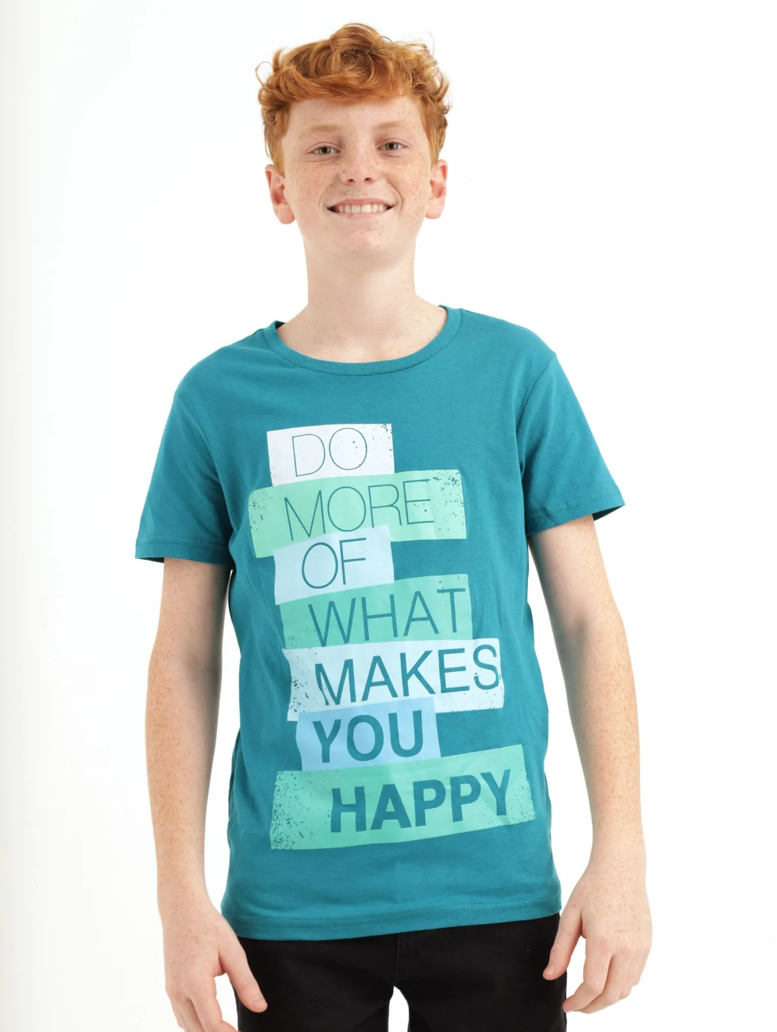 Boys Short Sleeve Happy Tee - Ocean Blue sold by Edgars