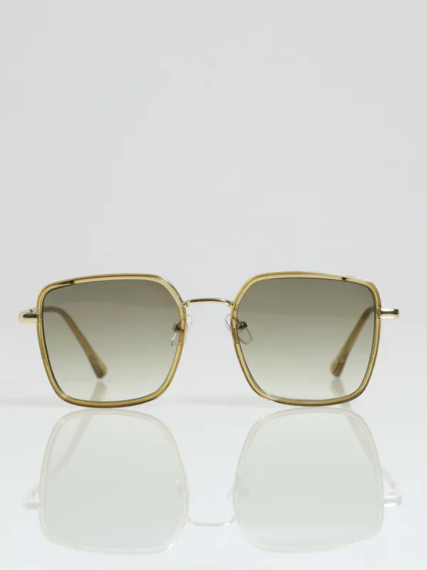 Small Double Rim Square Sunglasses - Olive sold by Edgars