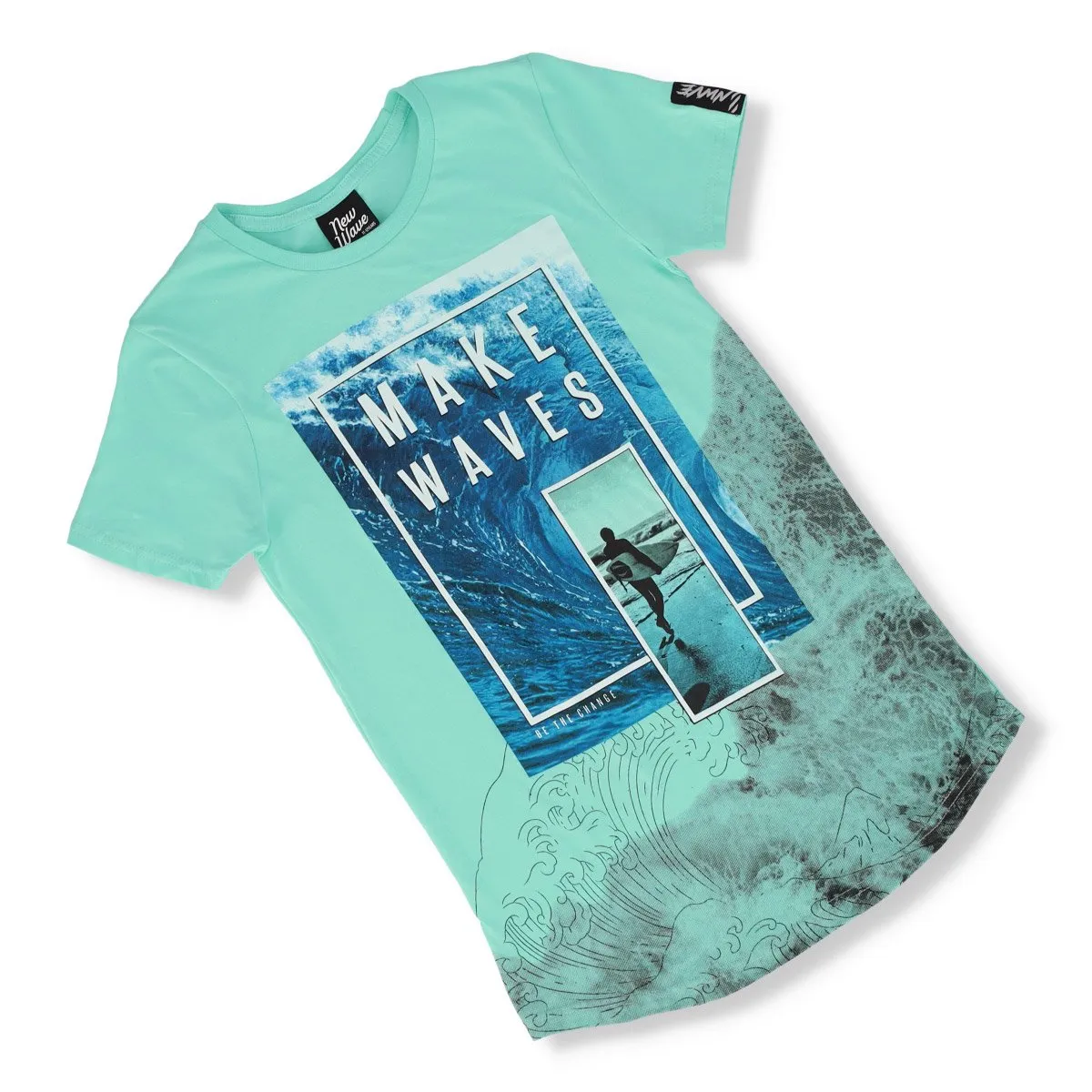 Boys Short Sleeve Beveled Glass Curved Hem Tee - Seafoam sold by Edgars