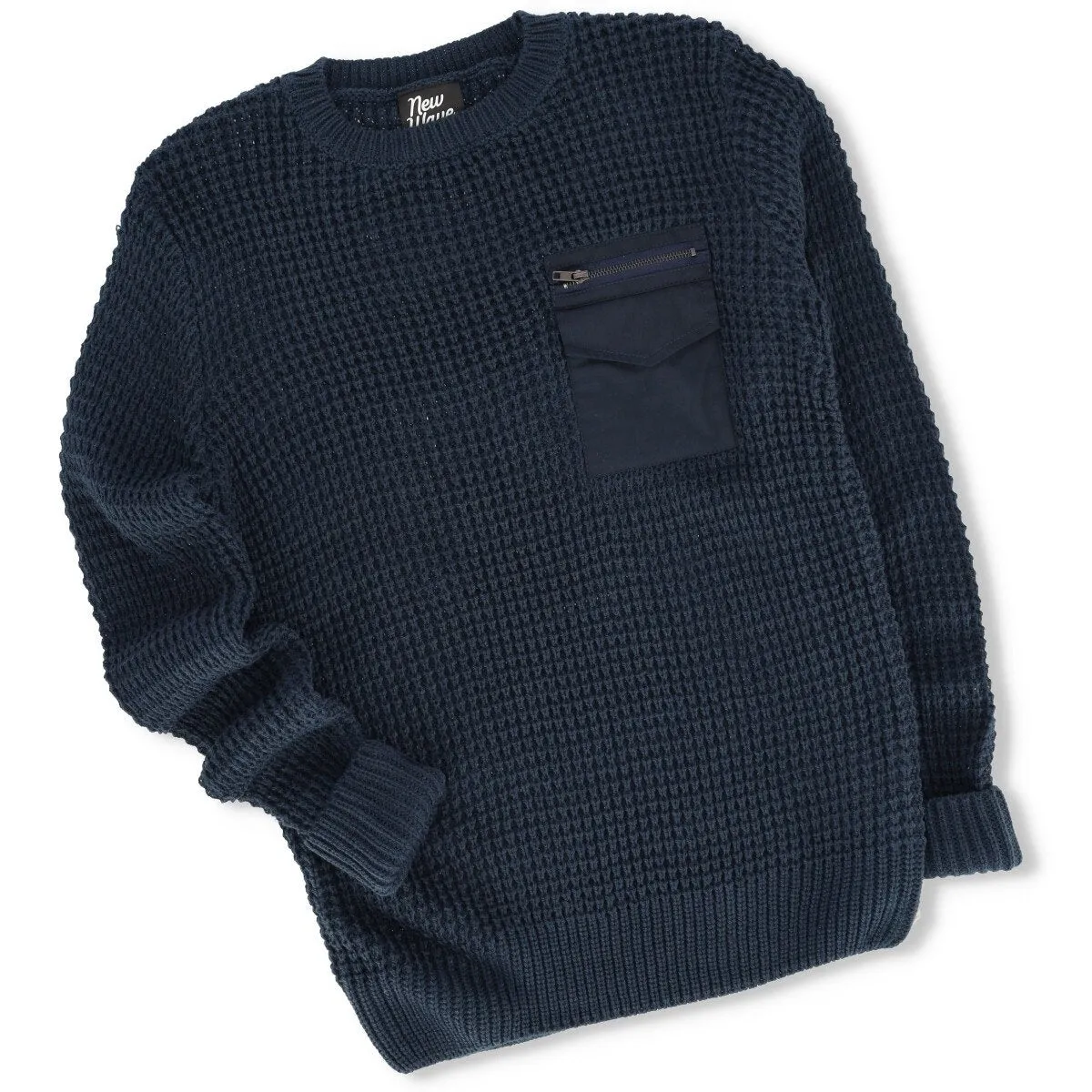 Boys Long Sleeve Waffle Knitwear - Navy sold by Edgars