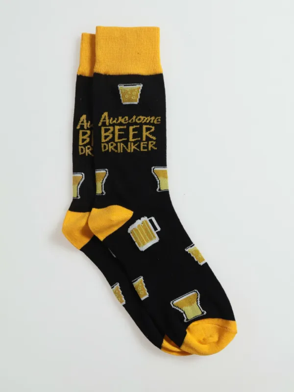 1 Pack Happy Beer Drinker Single Anklet Socks - Black sold by Edgars