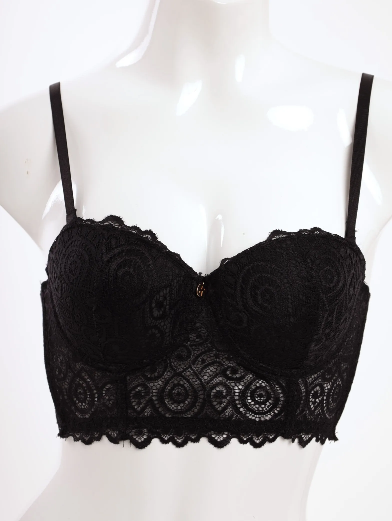 Ladies Galloon Lace Longline Balconette Bra - Black sold by Edgars