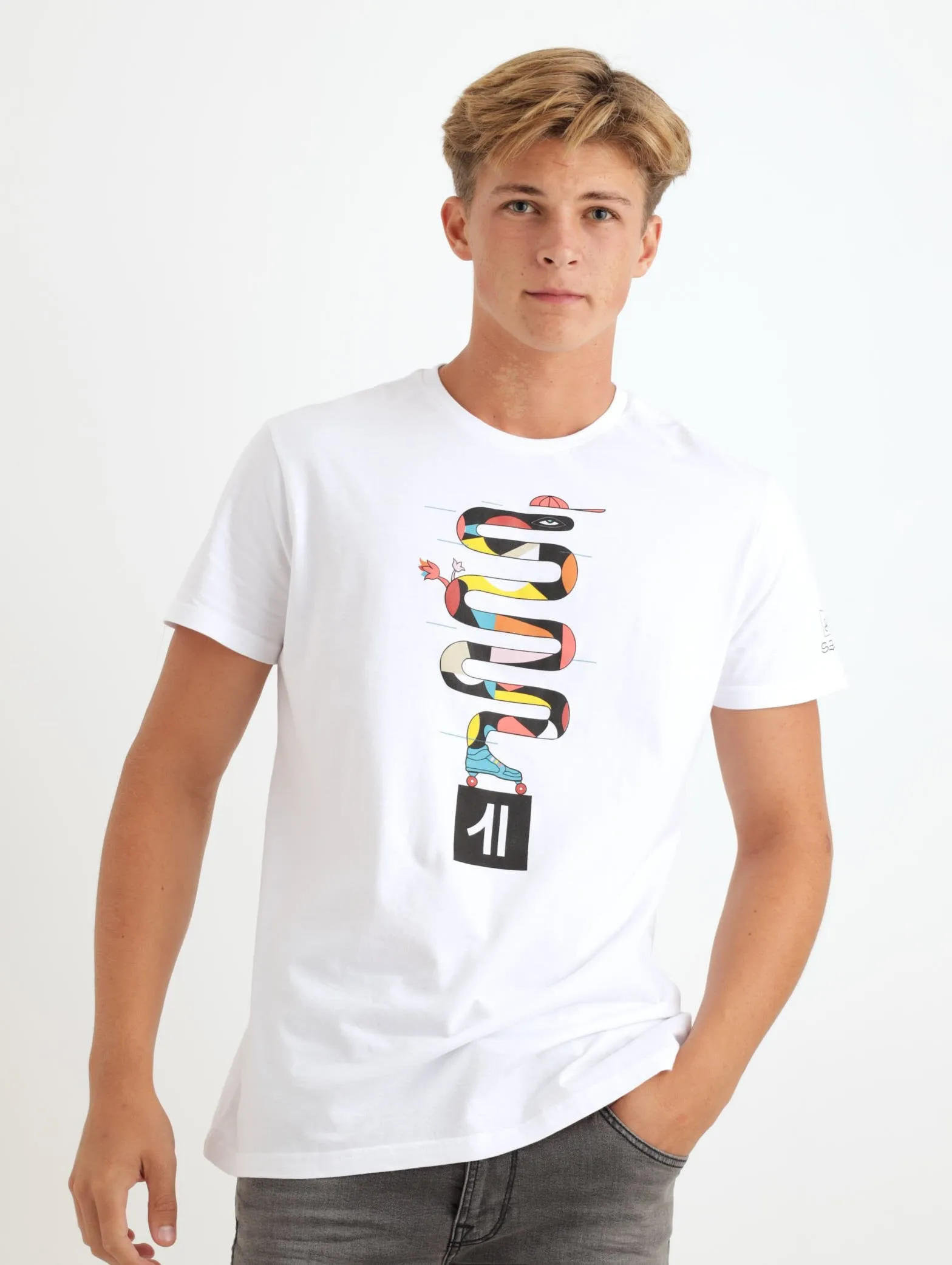 Men's Snake Print Tee - White sold by Edgars