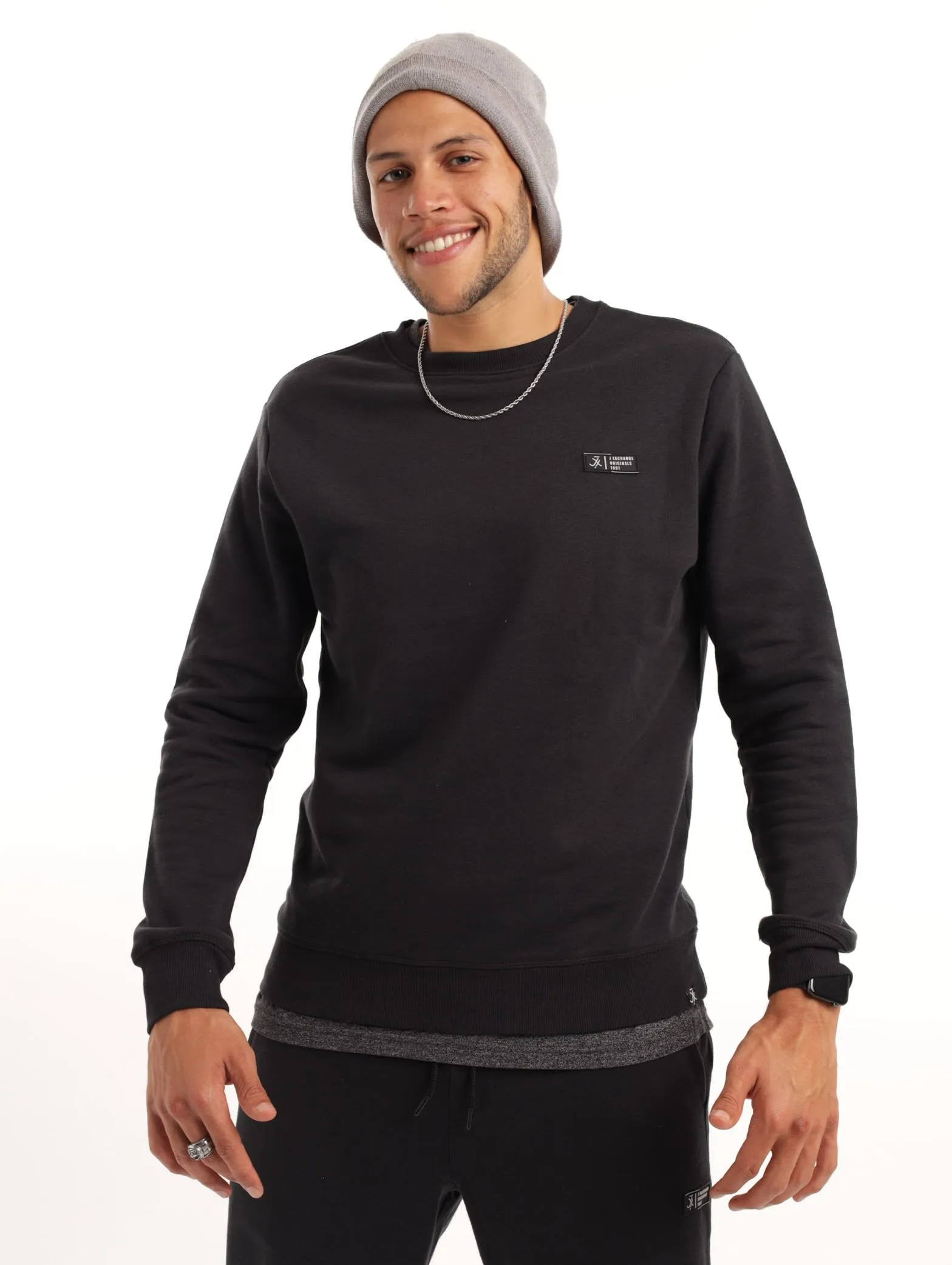 Men's Basic Crew Sweat Top - Black sold by Edgars