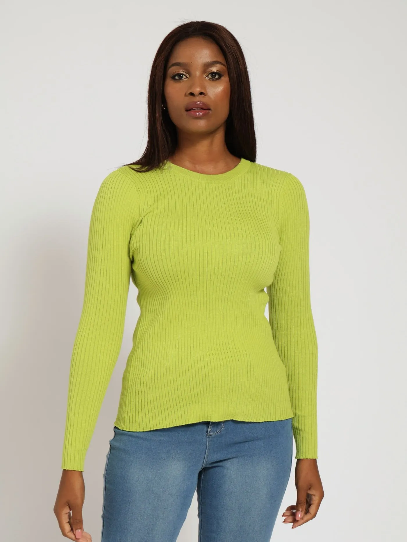 Ribbed Plain Pullover - Lime sold by Edgars