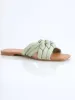 Ladies Puffy Multi Knotted Strap Push In Mule Sandal - Sage sold by Edgars