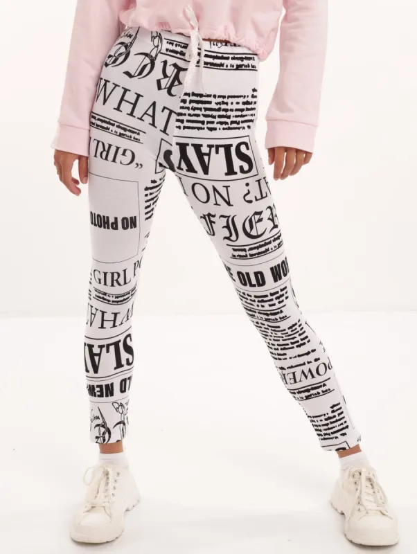 Newspaper Print Legging - Black/White sold by Edgars