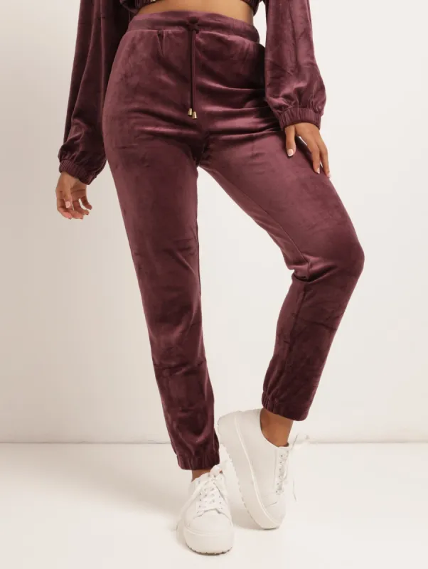 Ladies Velour Jogger - Burgundy sold by Edgars