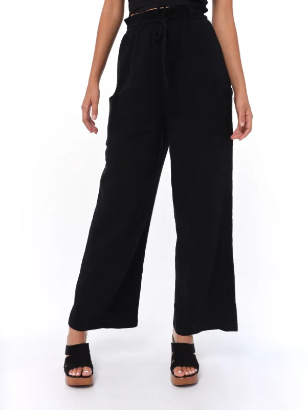 Ladies Muslin Pocket Flare Leg Pant - Black sold by Edgars