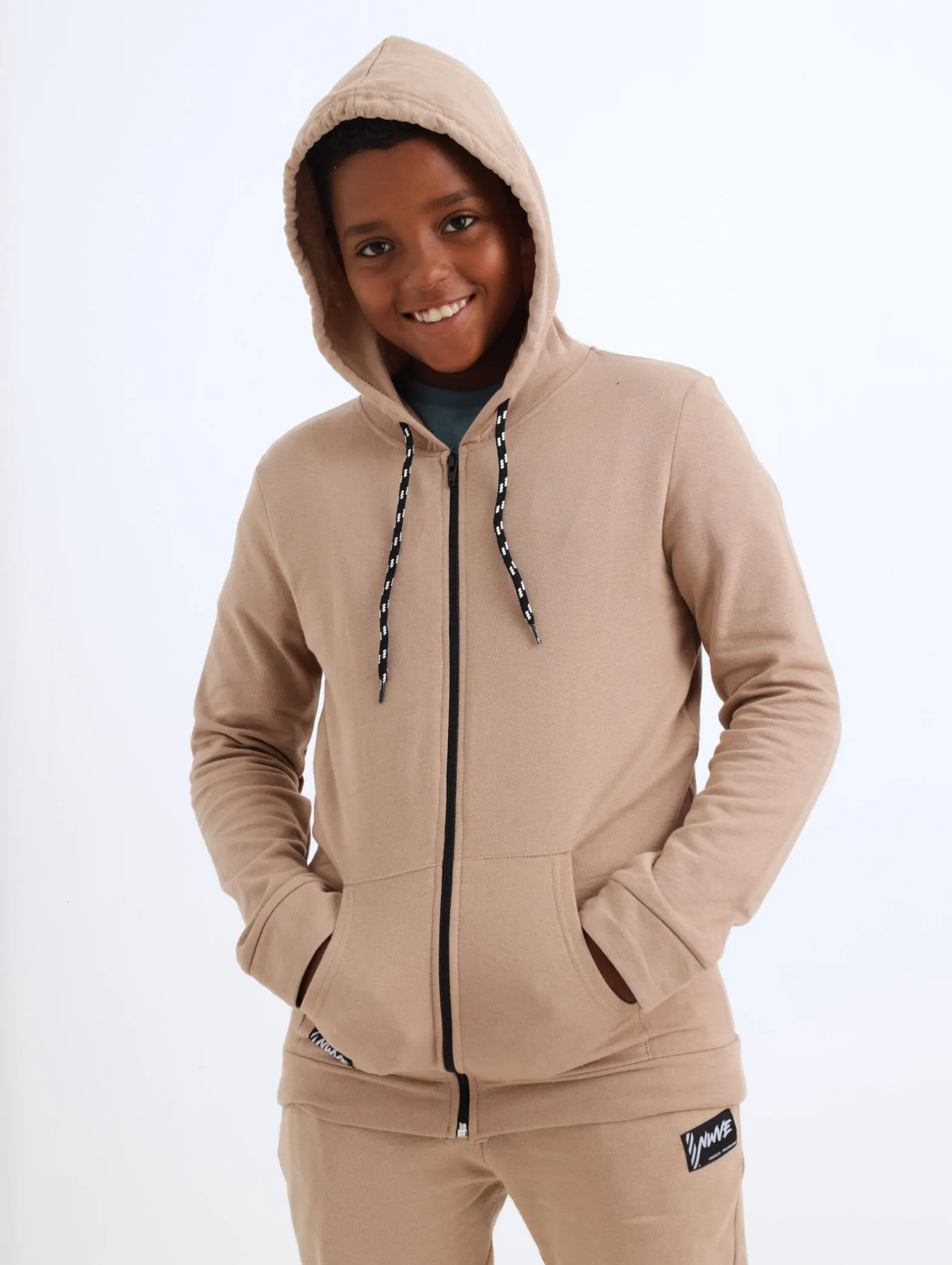 Boys Silver Mink Zip Hoody - Light Brown sold by Edgars