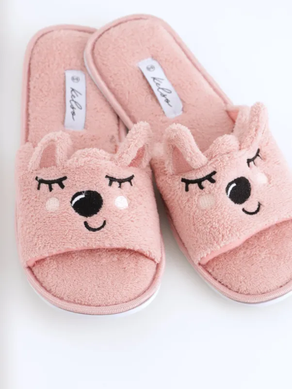 Ladies Sleeping Fox Open Toe Slipper - Pink sold by Edgars