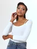 Ladies Long Sleeve Off The Shoulder Textured Bodysuit - White sold by Edgars
