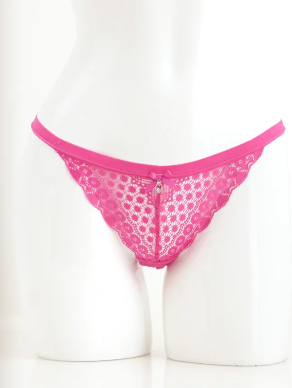 Ladies Lace Thong - Berry sold by Edgars
