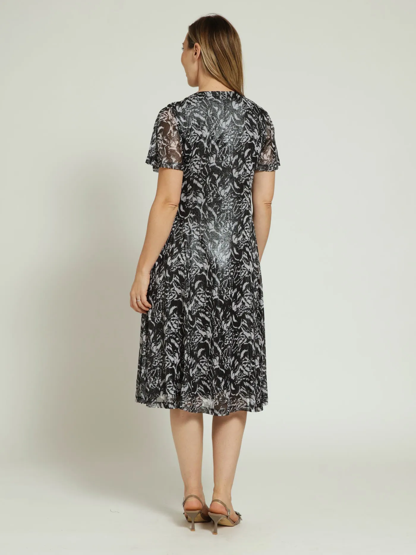 Fit & Flare Mesh Shimmer Dress - Black sold by Edgars product image thumbnail 3