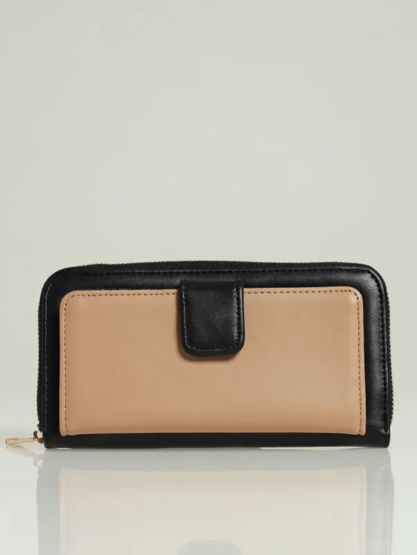 Flap Zip Around Purse - Black sold by Edgars 