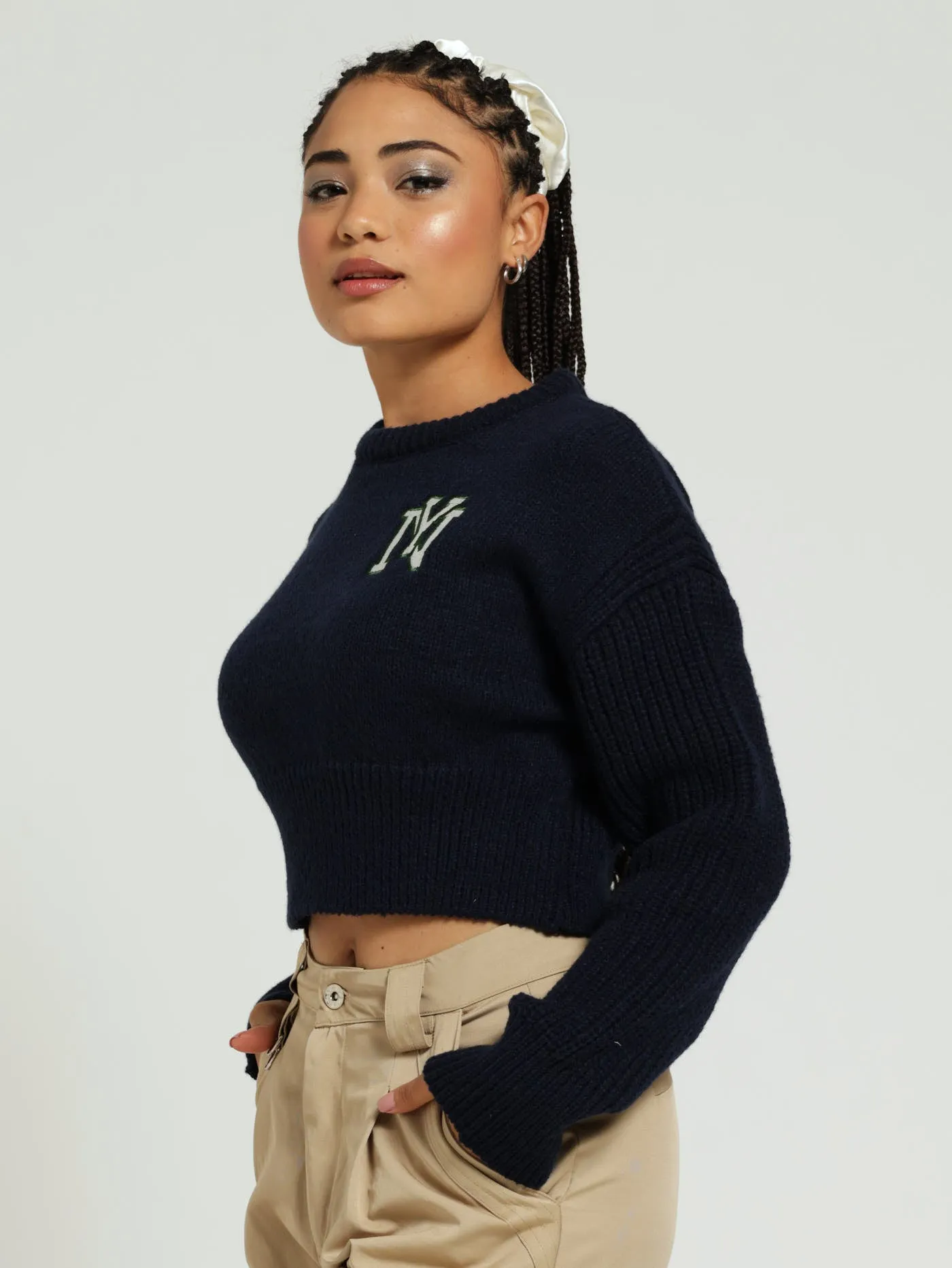 Crew Knit Crop Top - Navy sold by Edgars product image thumbnail 2