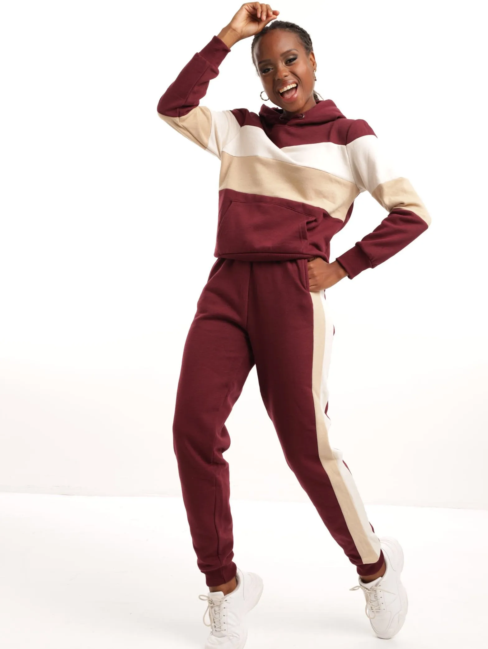 Ladies Straight Colourblock Track Bottom - Burgandy sold by Edgars product image thumbnail 4