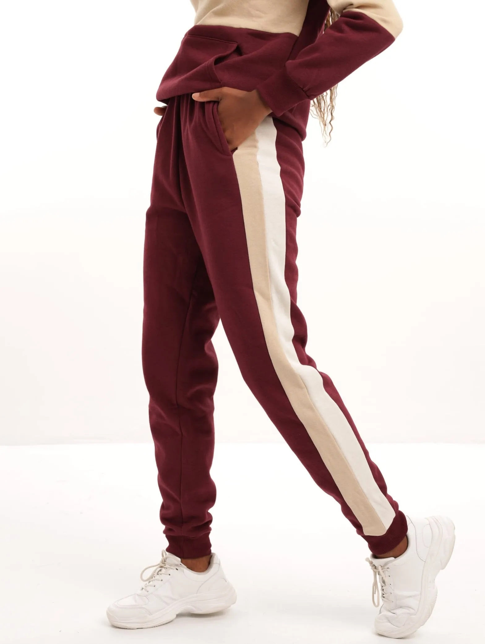 Ladies Straight Colourblock Track Bottom - Burgandy sold by Edgars product image thumbnail 2