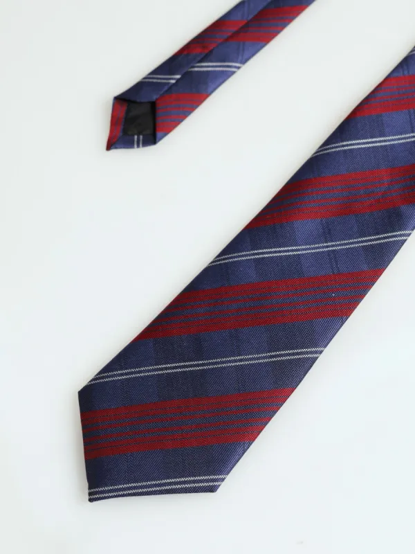 Navy & Red Stripe Fashion Tie sold by Edgars