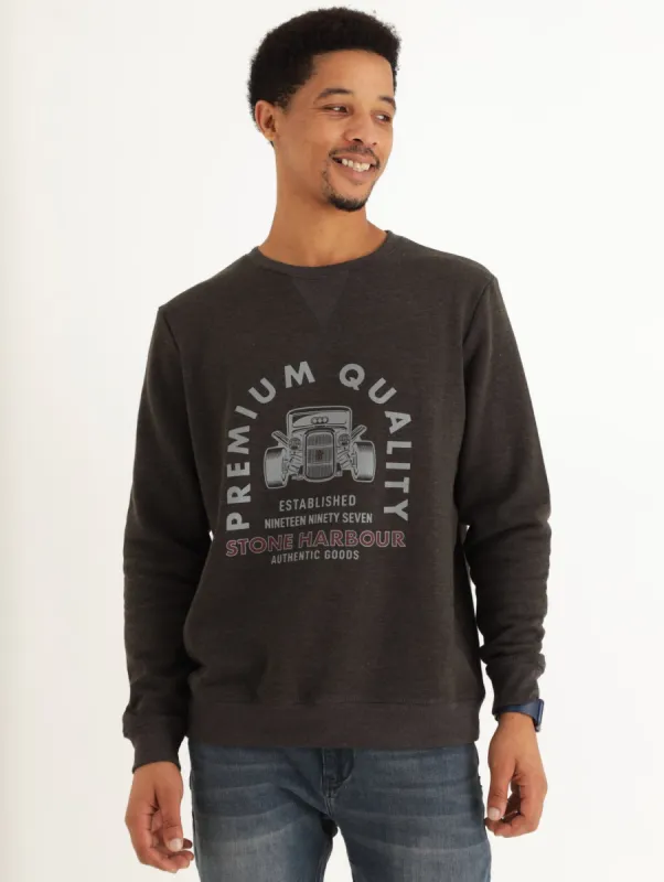 Men's Hot Rod Crew Top - Charcoal Melange sold by Edgars